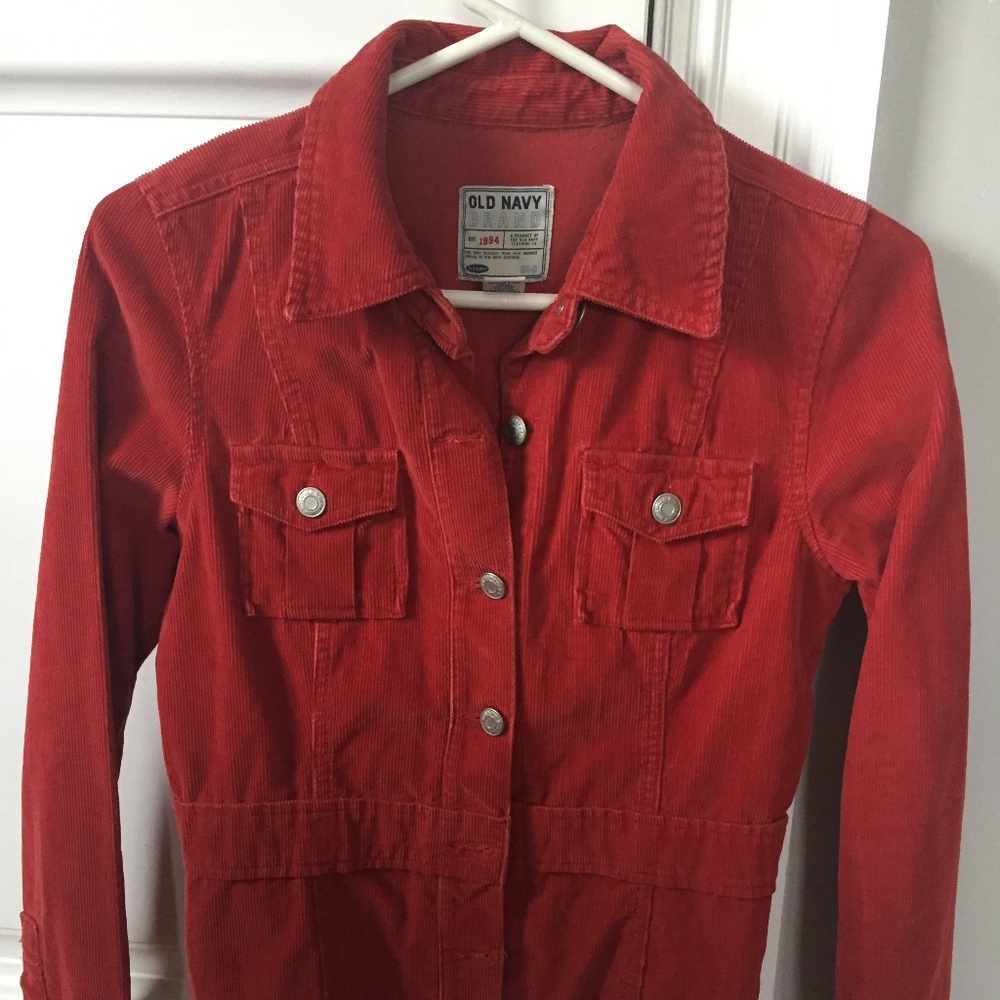 Old Navy burnt orange corduroy button down jacket
